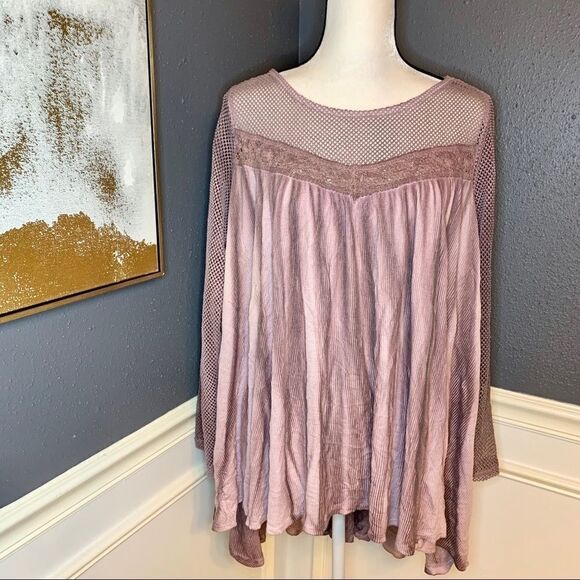 Altar’d State mesh long sleeve tunic top - Picture 1 of 5